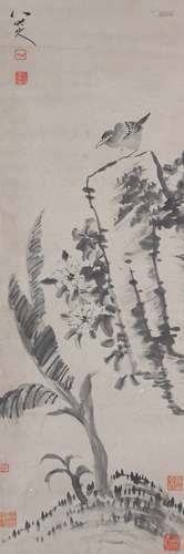 Chinese Flower And Bird Painting Scroll, Badashanren Mark