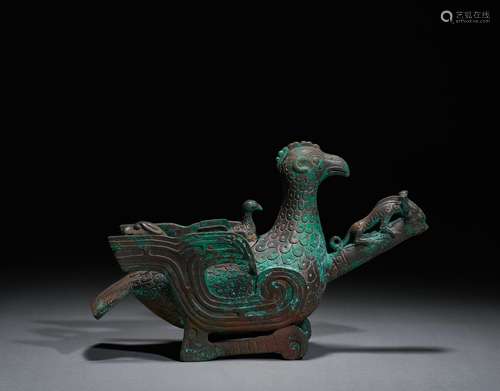 Bronze Ritual Bird-Form Zun Vase