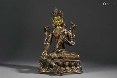 Gilt Bronze Figure Of Green Tara