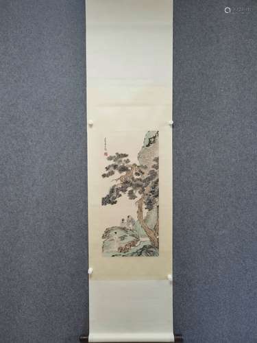 Chinese Landscape Painting Scroll, Pu Xinyu Mark