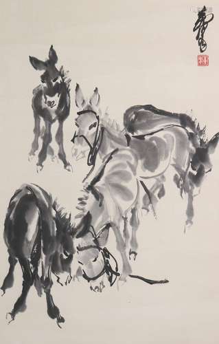 Chinese Donkey Painting, Huang Zhou Mark