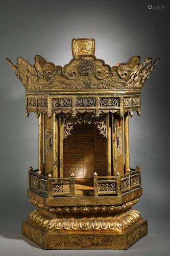 Gilt Bronze Pagoda-Form Shrine