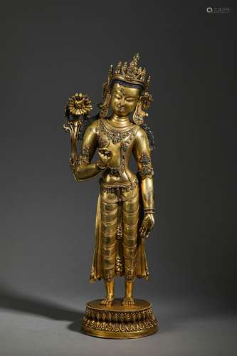 Gilt-Bronze Standing Figure Of Buddha