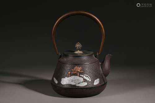 Lotus Pond Iron Pot With Loop-Handle