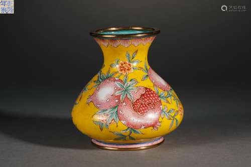 Enamel Bronze Pomegranate Vase