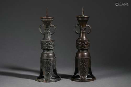 Pair Of Bronze Candlesticks