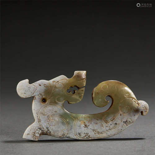 Celadon Jade Carving Of Mythical Beast