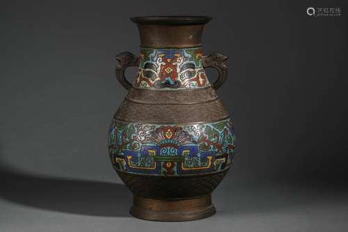 Cloisonne Enamel Double-Eared Vase