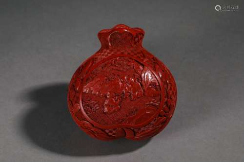 Carved Cinnabar Lacquer Boys Box And Cover