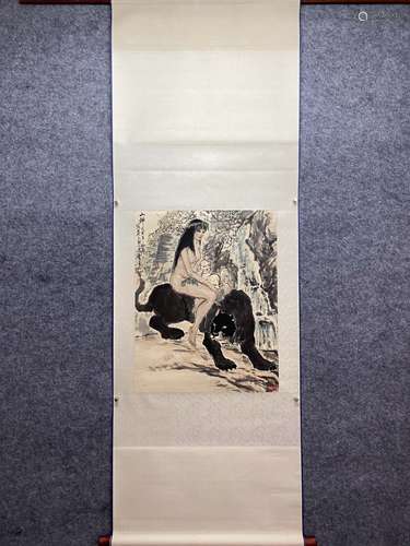 Chines Mythical Story Painting Scroll, Yao Youduo Mark