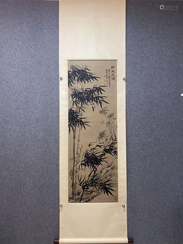 Chinese Bamboo Painting Scroll, Shi Tao Mark