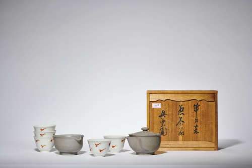 昭和
(1926-1989)灰备前茶具套组