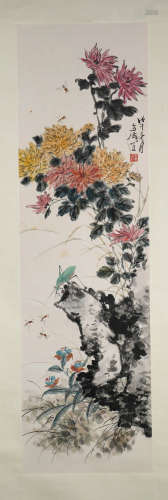 A Flower And Insect  Chinese Painting Mark Wang Xuetao