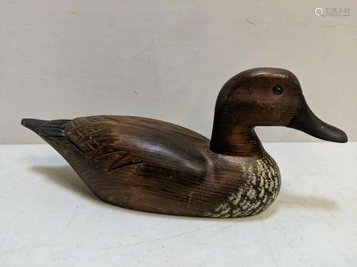 wood hand carved decoy with glass eyes
