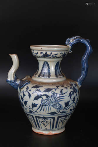 A Blue And White Dragon Pattern Porcelain Holding Pot