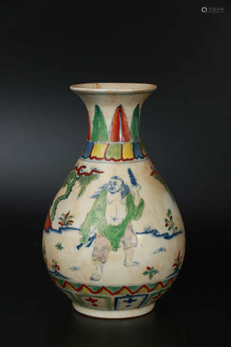 A Doucai Eight Immortals Characters Porcelain Spring Vase