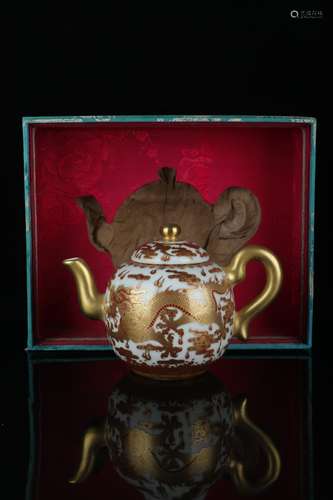 A Outline In Gold Drgaon Porcelain Tea Pot