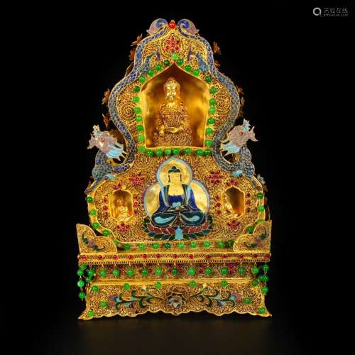 A Gilt Filigree And Gemstone Enamel Buddhist Altars