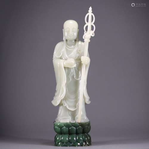 A Jade Ksitgarbha Statue Ornament