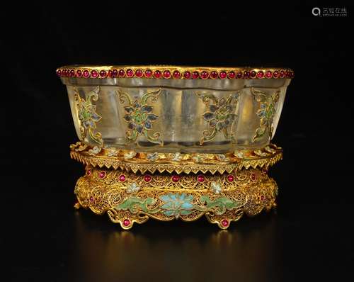 A Gilt Filigree Gold Crystal Washer