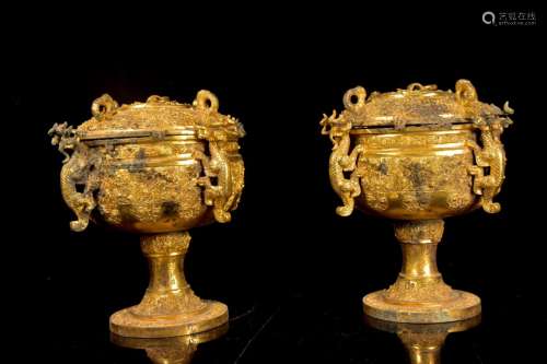 A Pair Of Gilt Bronze Container