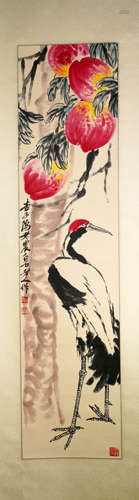 A Chinese Crane Painting Mark Qi Baishi