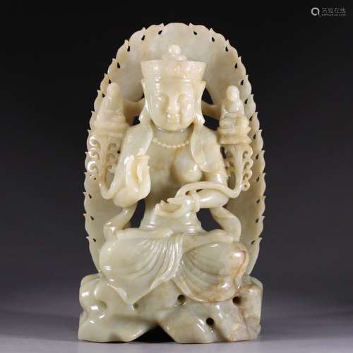 A Jade Carved Sitting Buddha Ornament