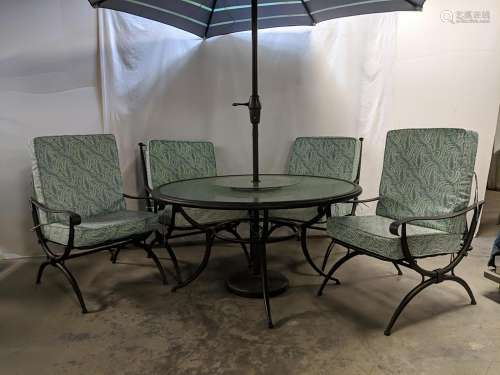 6 pc. Jacqueline Smith table,6 chairs and umbrella