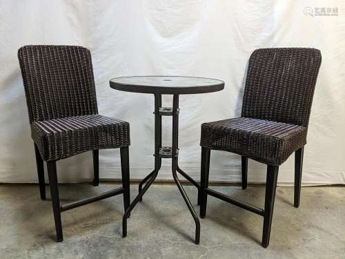 Hampton Bay bistro table with 2 all weather chairs