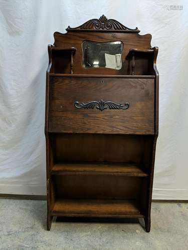 antique oak larkin desk with bevel mirror