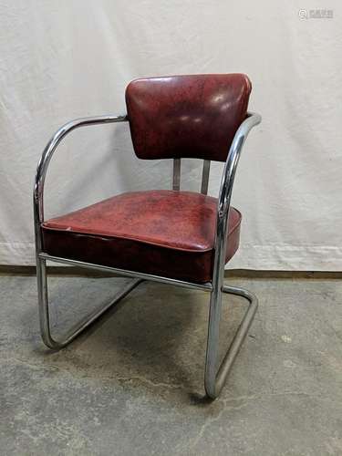 mid century modern chrome and vinyl arm chair