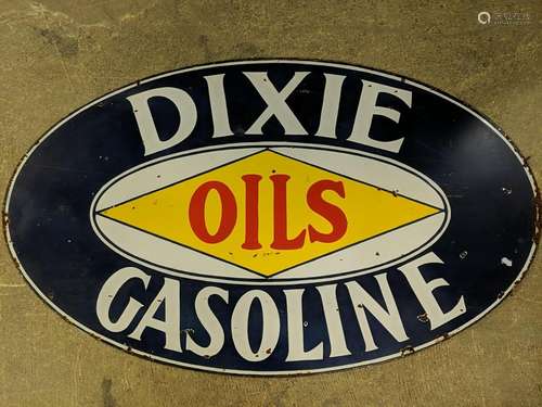 Dixie Oil oval double sided porcelain sign