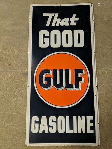 Vertical Good Gulf single sided porcelain sign