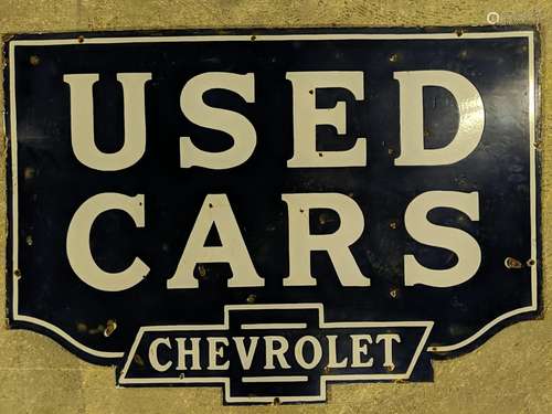 Chevrolet Used Cars double sided porcelain sign