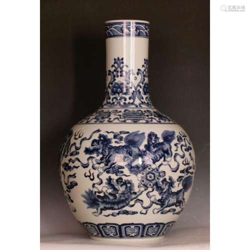 huge blue and white vase