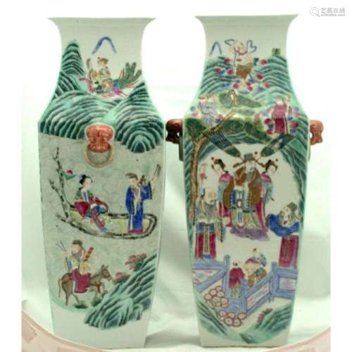 A Large Pair Of Famille Rose Vases