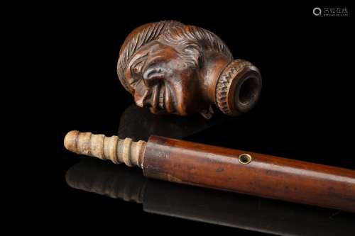 A 19th-century Central European malacca walking stick with a...