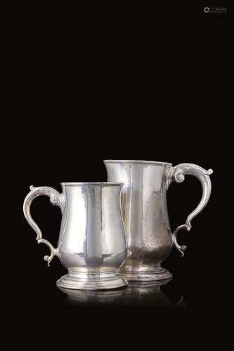 A lot comprising two silver jugs. London, 18th century. Diff...