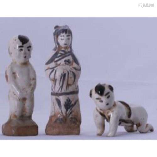 Three Song pottery Figures