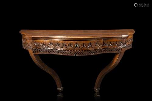 A 18th-century Venetian carved wooden console (cm 140x79x60)...