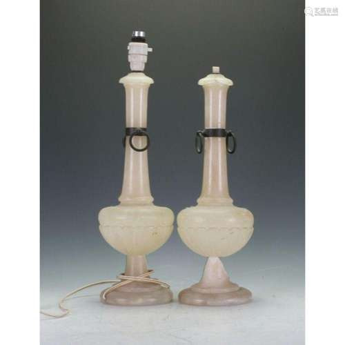 Pair of Alabaster Lamp Bases