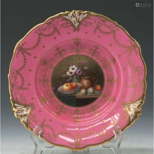 Important Royal Worcester Pink Plate
