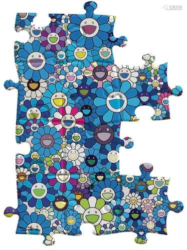 BrainRoy (né en 1980) Puzzle hommage Murakami, Blue Tableau ...