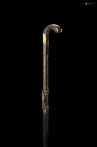 A 19th-century English ebony squared cane walking stick with...