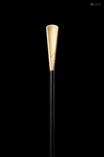 A 19th-century ebony walking stick with bone shoehorn handle...