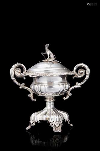 A 19th-century Lombardo-Veneto silver sugar bowl. Undecipher...