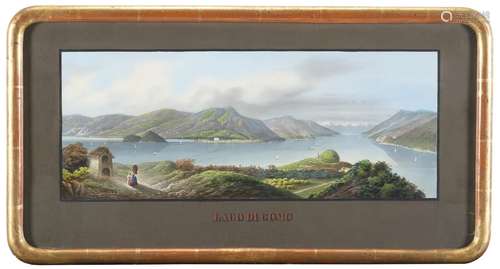 A 19th-century watercolor representing "View of Lake Co...