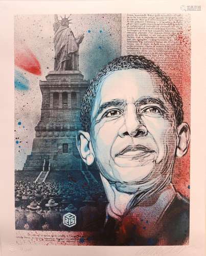 Christian Guémy dit C215 (né en 1973) Obama, Impression Numé...