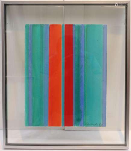 Michel Carrade (1923-2021) Composition verte et rouge Aquare...