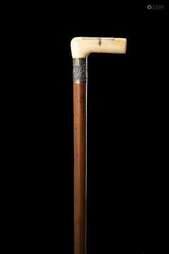 A 19th-century smoker malacca walking stick with ivory handl...